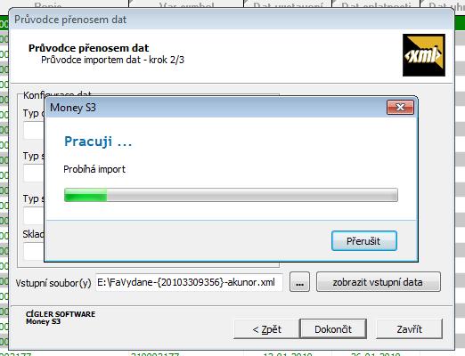 Pr&ugrave;b&igrave;h importu dat XML do Money S3 