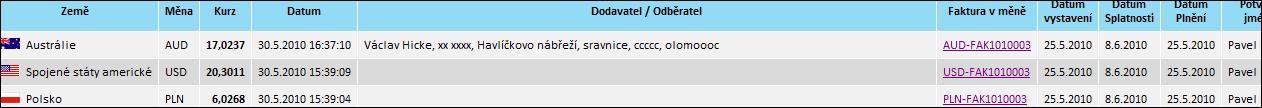 arch�v a seznam vystaven�ch faktur