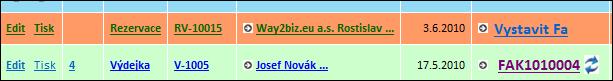 ozna�en� rezervace skladov� karty spec. barvou